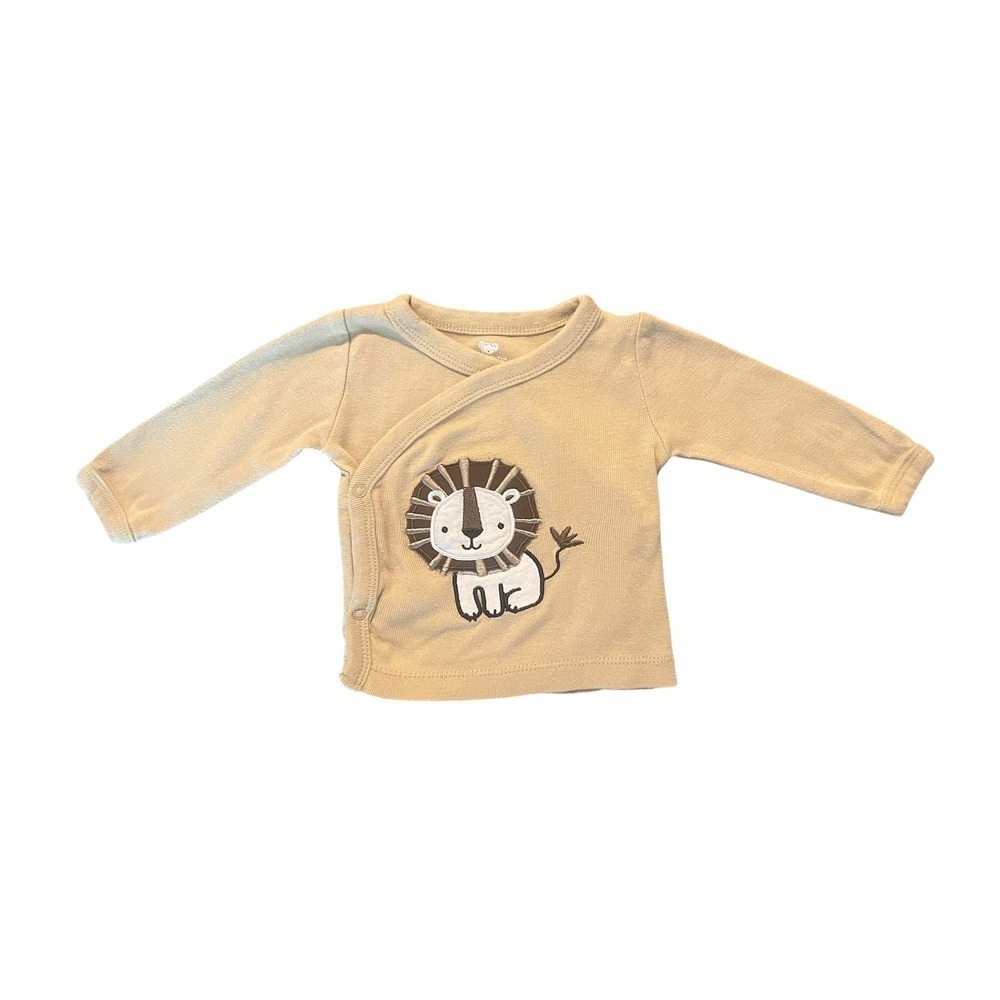 Koala Baby 0-3M Tan Cotton Lion Side Snap Kimono Wrap Shirt (0897)